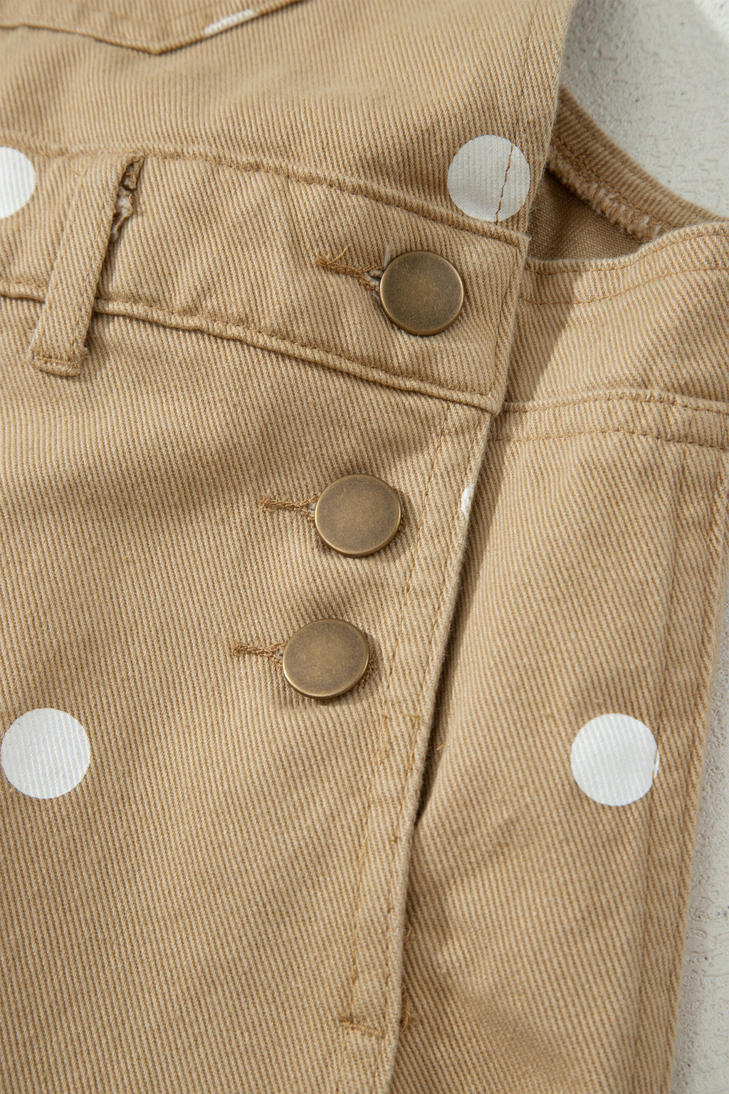 Polka Dot Print Bib Pocket Denim Barrel Overalls Jumpsuit