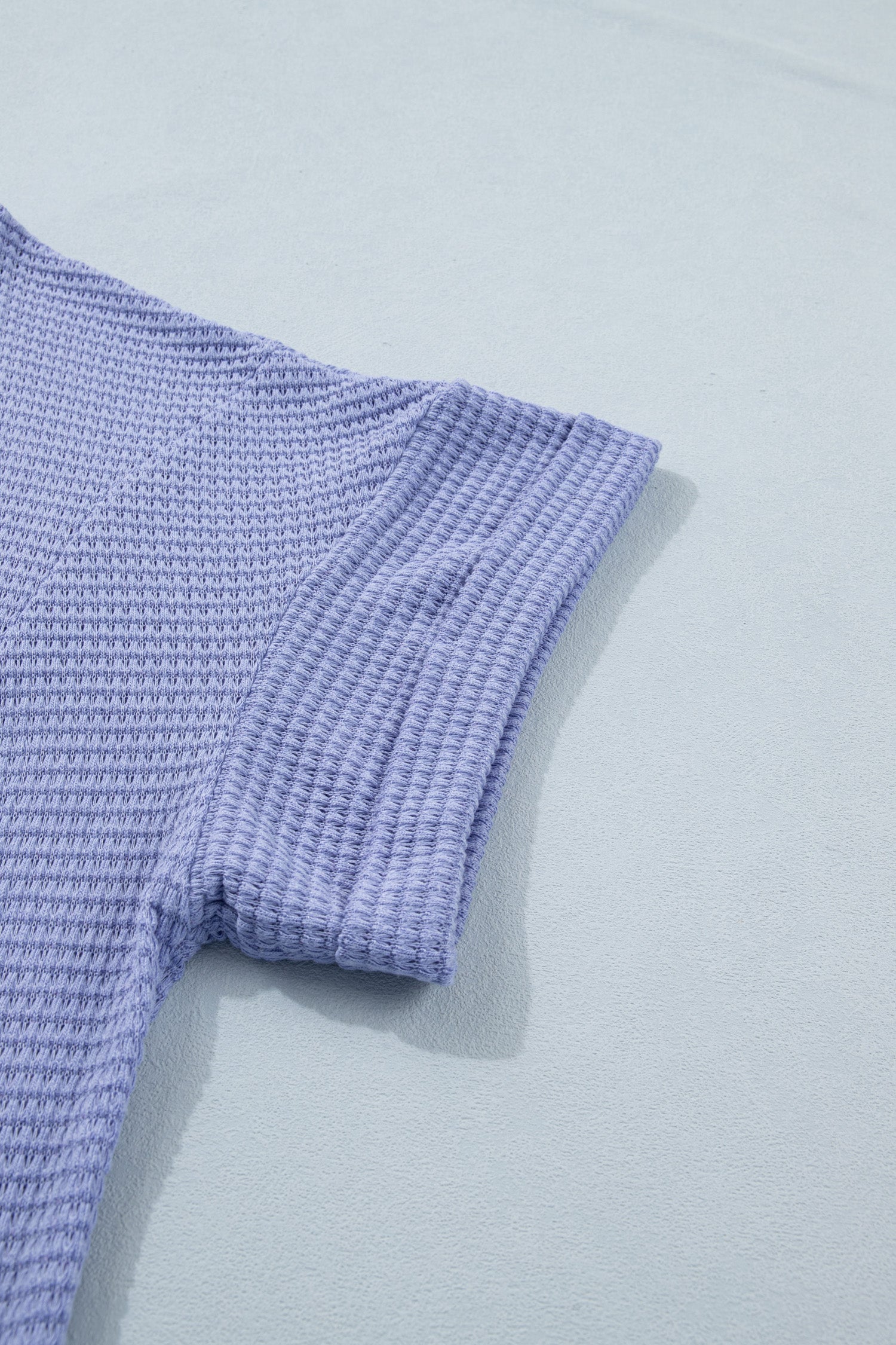 Wisteria V Neck Short Sleeve Plus Size Waffle Knit Top