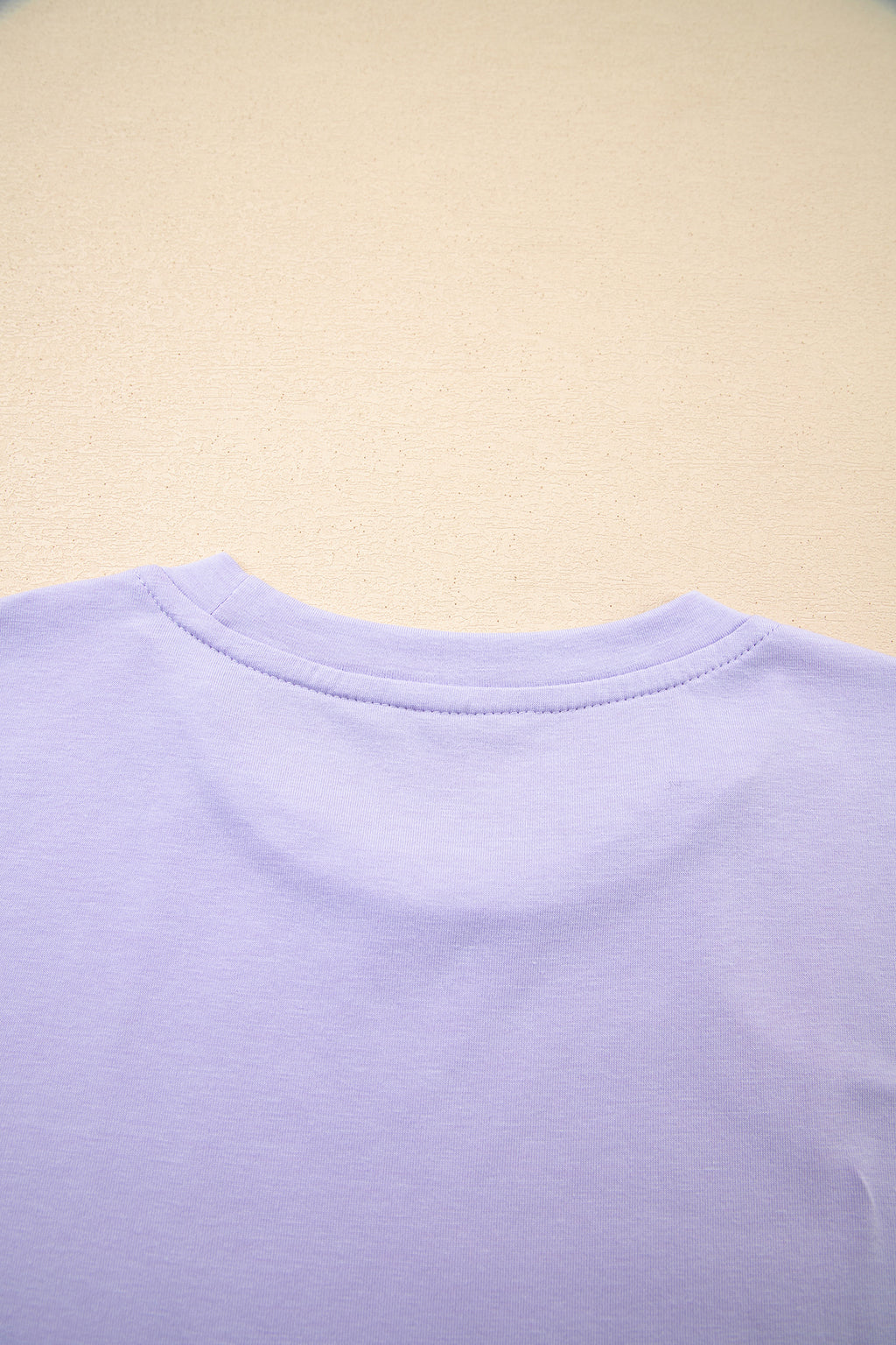 Casual Plain Crew Neck Tee