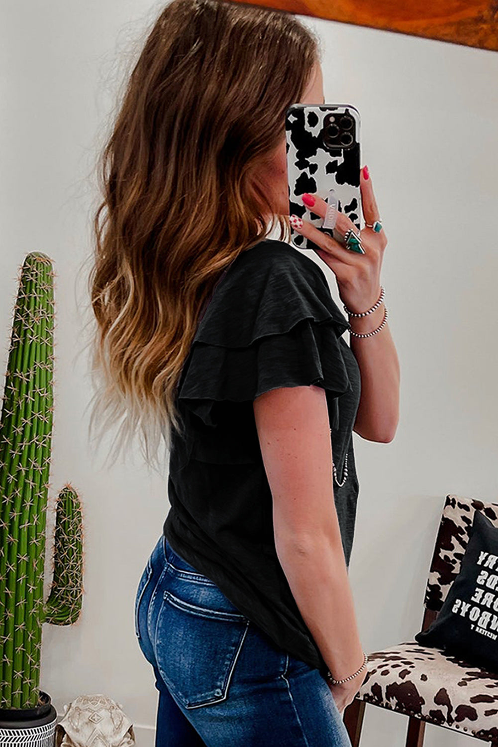 Layered Ruffle Short Sleeve Round Neck Top