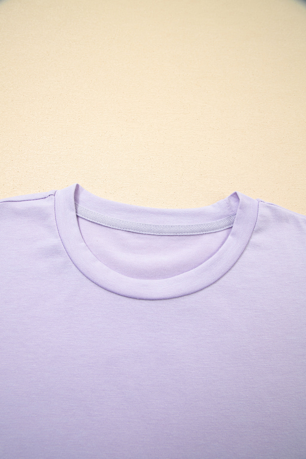 Casual Plain Crew Neck Tee