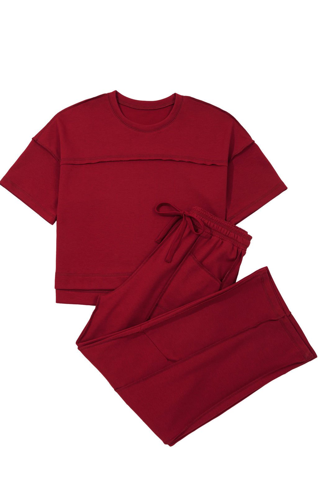 Racing Red Drop Shoulder Boxy Tee and Barrel Pants Set