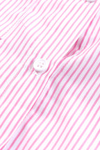 Smocked Cuffed Striped Boyfriend Shirt with Pocket