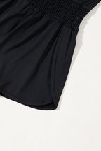 Plain Sleeveless Loop Drawstring Cinched Waist Romper