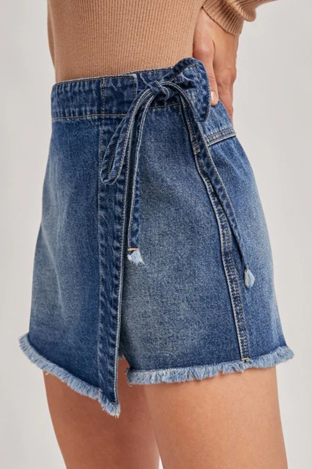 Ashleigh Blue Wrapped Tied Waist Denim Skort