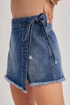Ashleigh Blue Wrapped Tied Waist Denim Skort