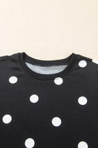 Red Polka Dot Raw Hem Relaxed Pullover Loose Skort Two Piece Set