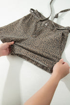 Black Leopard Print Loose Denim Shorts