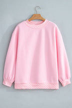 Brown Colorblock Polka Dot Contrast Trim Oversized Sweatshirt