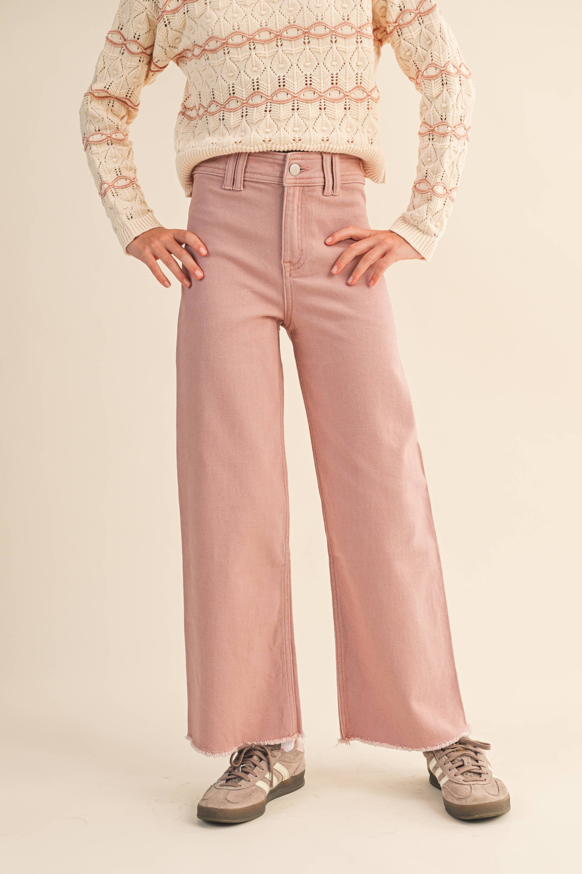 TWEEN KIDS GIRLS WIDE LEG DENIM PANTS