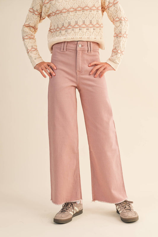 TWEEN KIDS GIRLS WIDE LEG DENIM PANTS