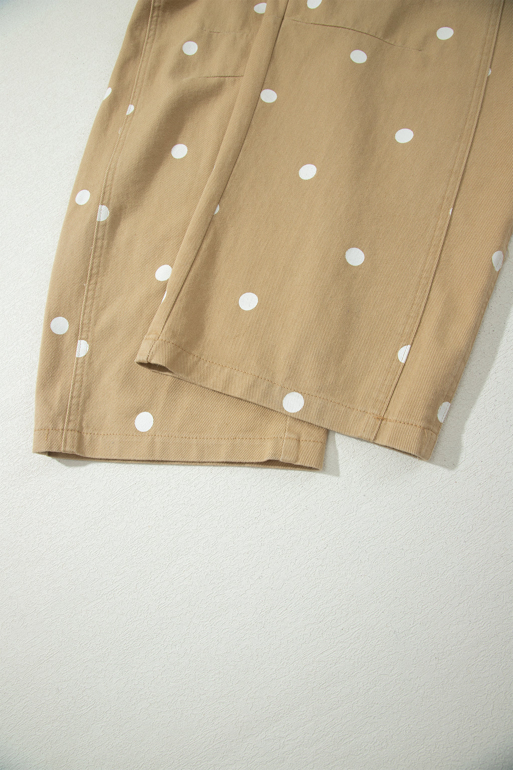 Polka Dot Print Bib Pocket Denim Barrel Overalls Jumpsuit