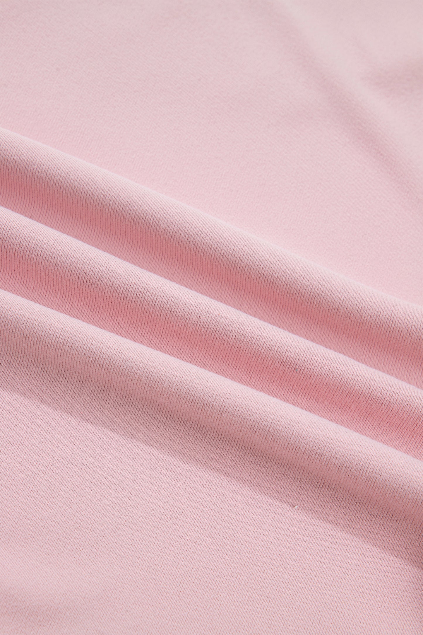 Light Pink Solid Color Bow Textured Patchwork Long Sleeve Tee