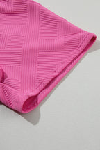 Solid Textured Drawstring Shorts Set