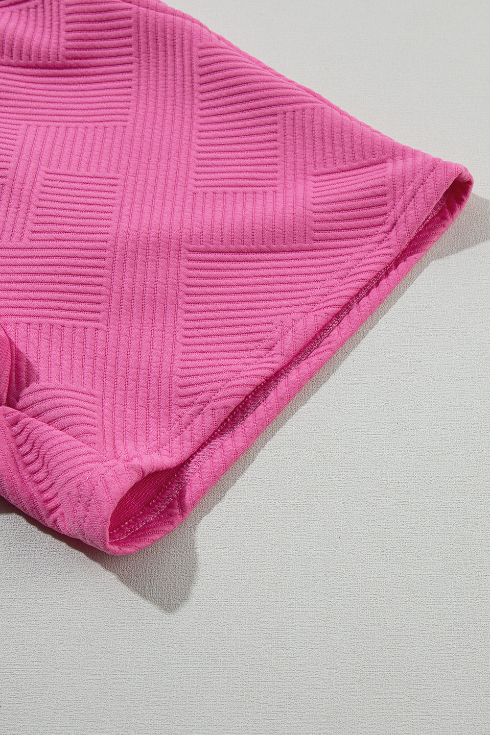 Solid Textured Drawstring Shorts Set