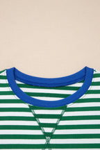 Rose Stripe Drop Shoulder Boxy Casual Terry Short Set