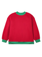 Polka Dot Patchwork Round Neck Plus Size Sweatshirt