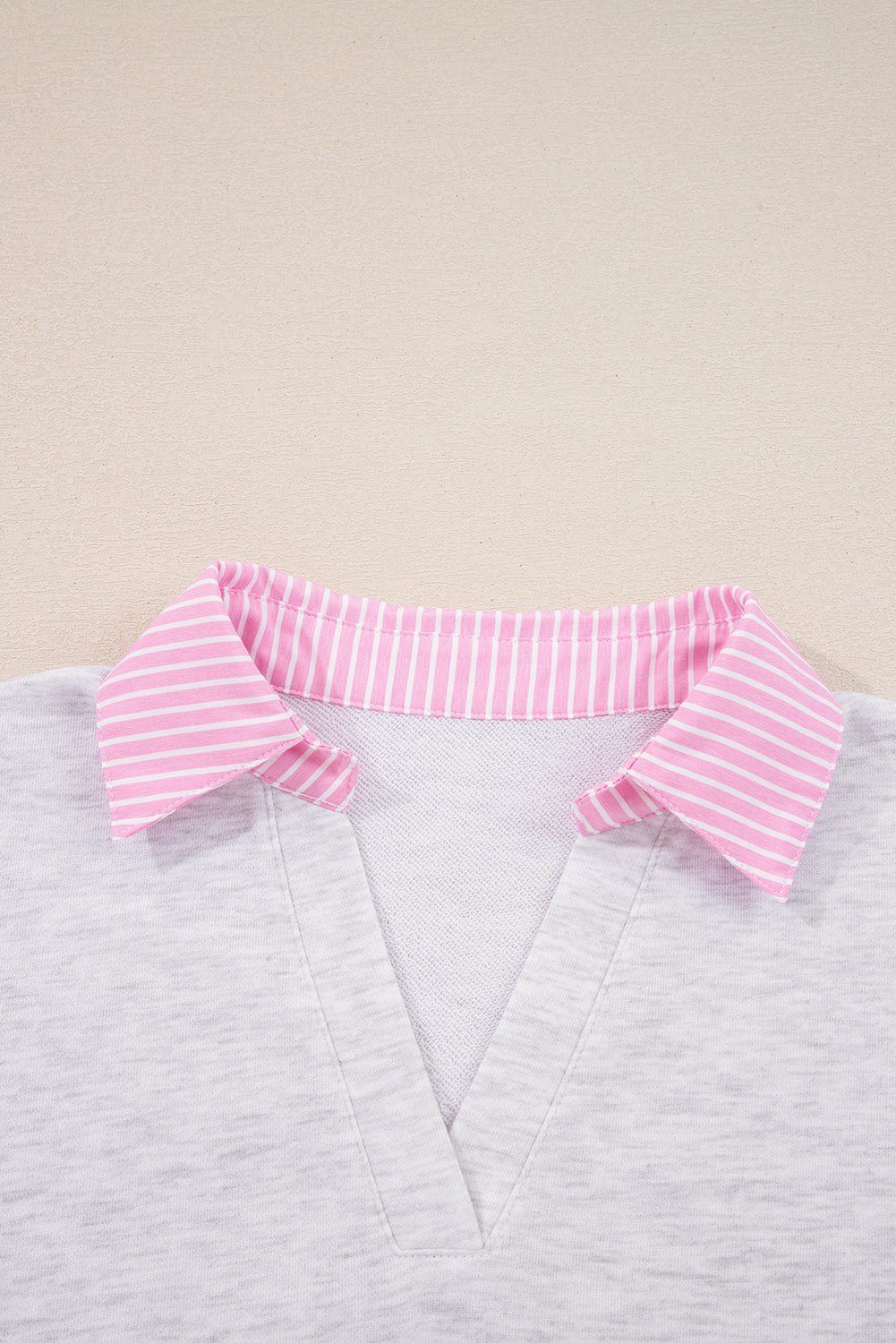 Contrasted Trim Frilled Collar Drop Shoulder Pullover Drawstring Pant Set