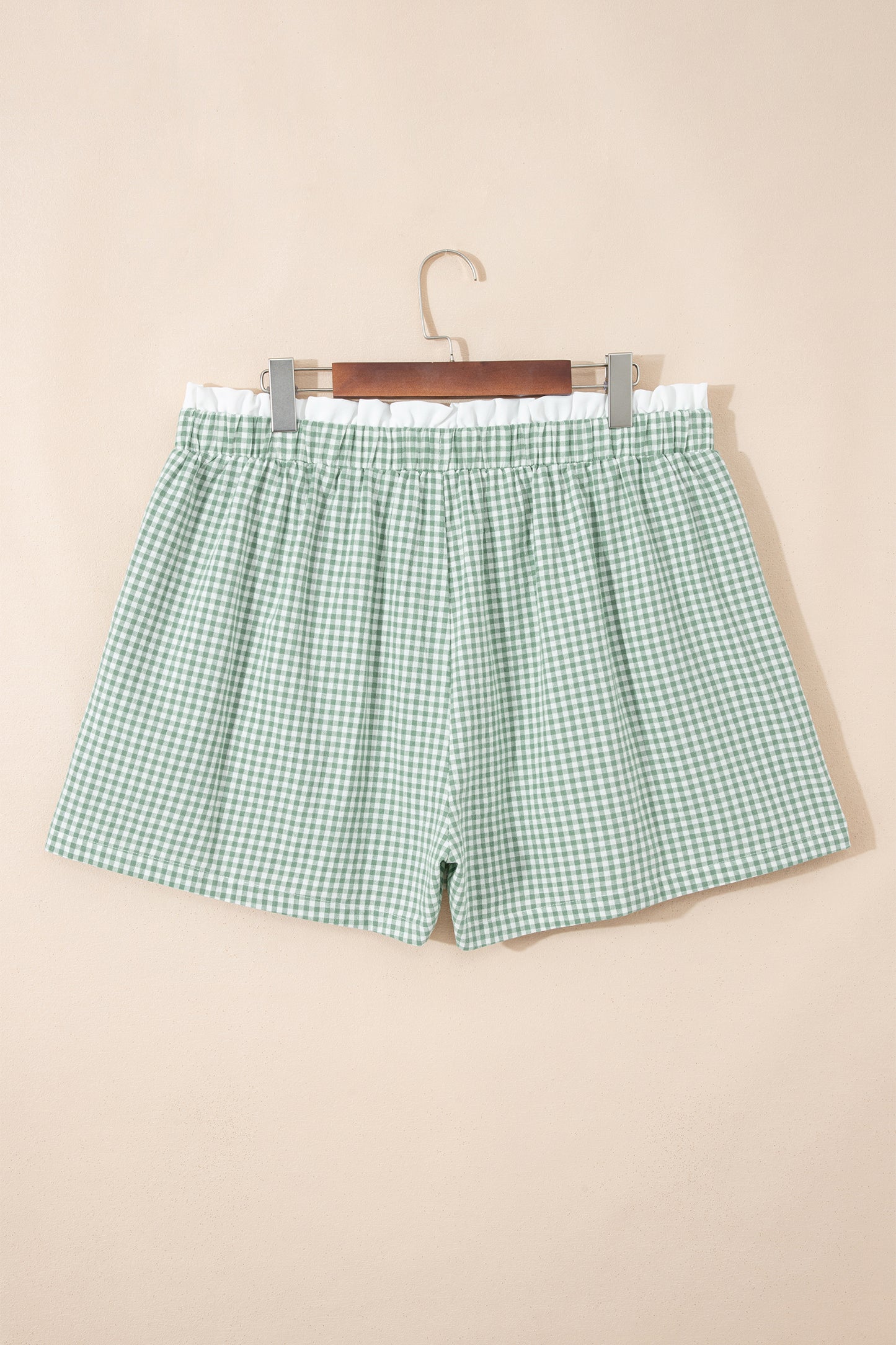 Contrast Trim Plaid Print Plus Size Shorts