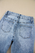 Beau Blue Acid Wash Pocket Detail Flare Jeans