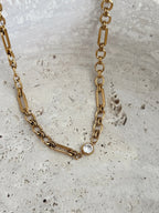 Chansuttpearls Melissa necklace featuring a delicate pearl strand with silver clasp on a white background.