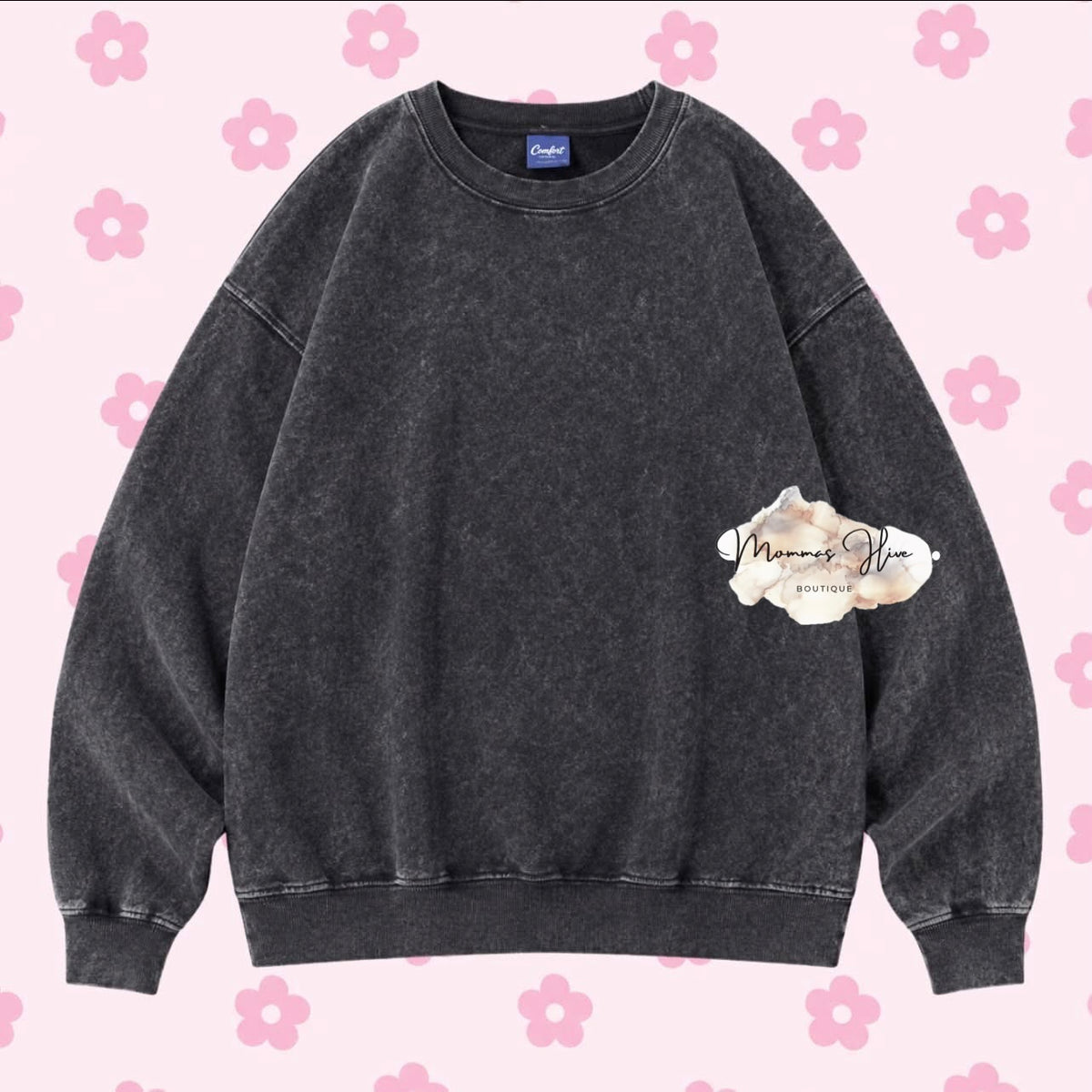 Comfort Co vintage wash oversized crewneck sweatshirt in a relaxed fit, shown in a cozy, distressed fabric style.