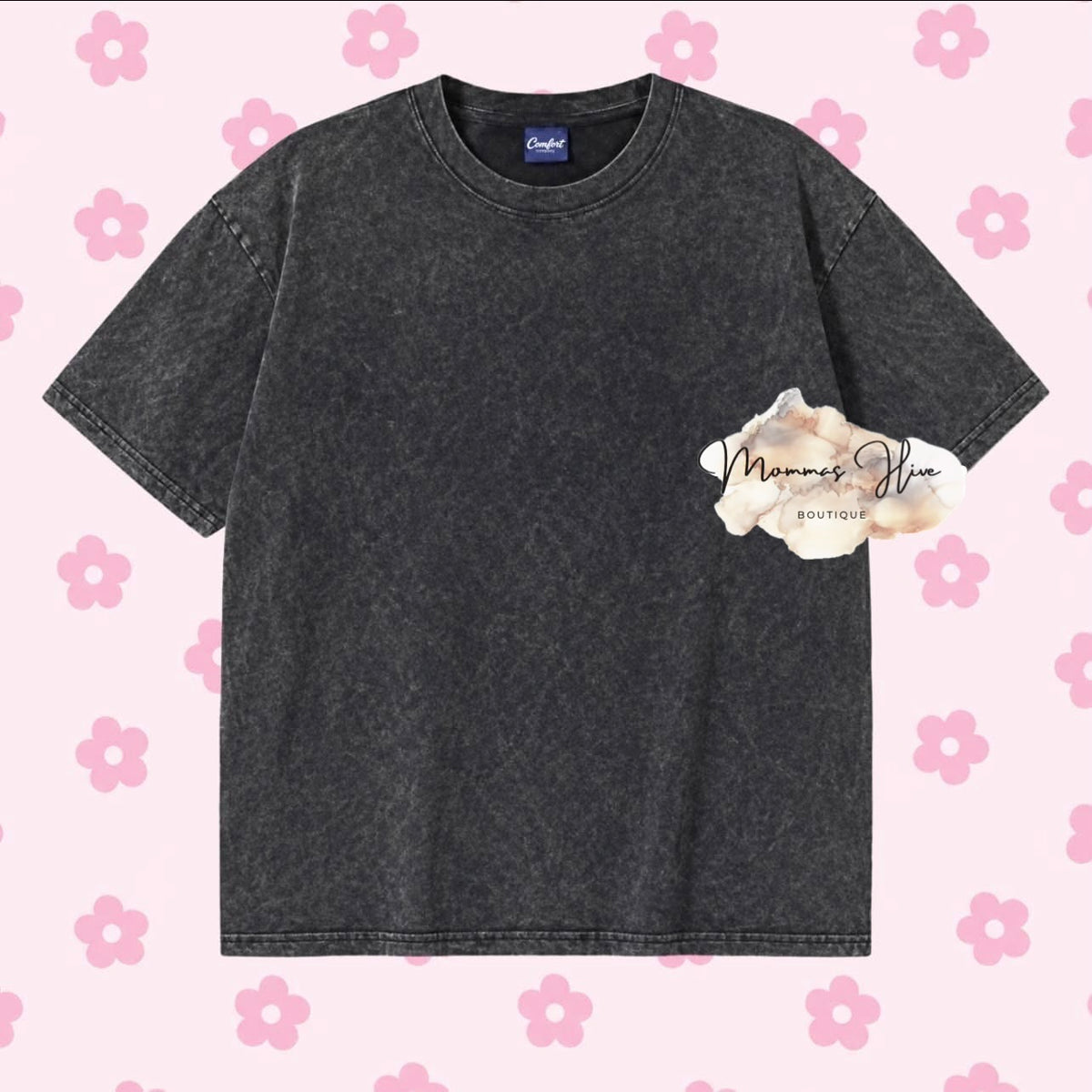 Comfort Co vintage wash oversized T-shirt, pre-order, soft fabric, relaxed fit, front graphic, casual style, lightweight knit.