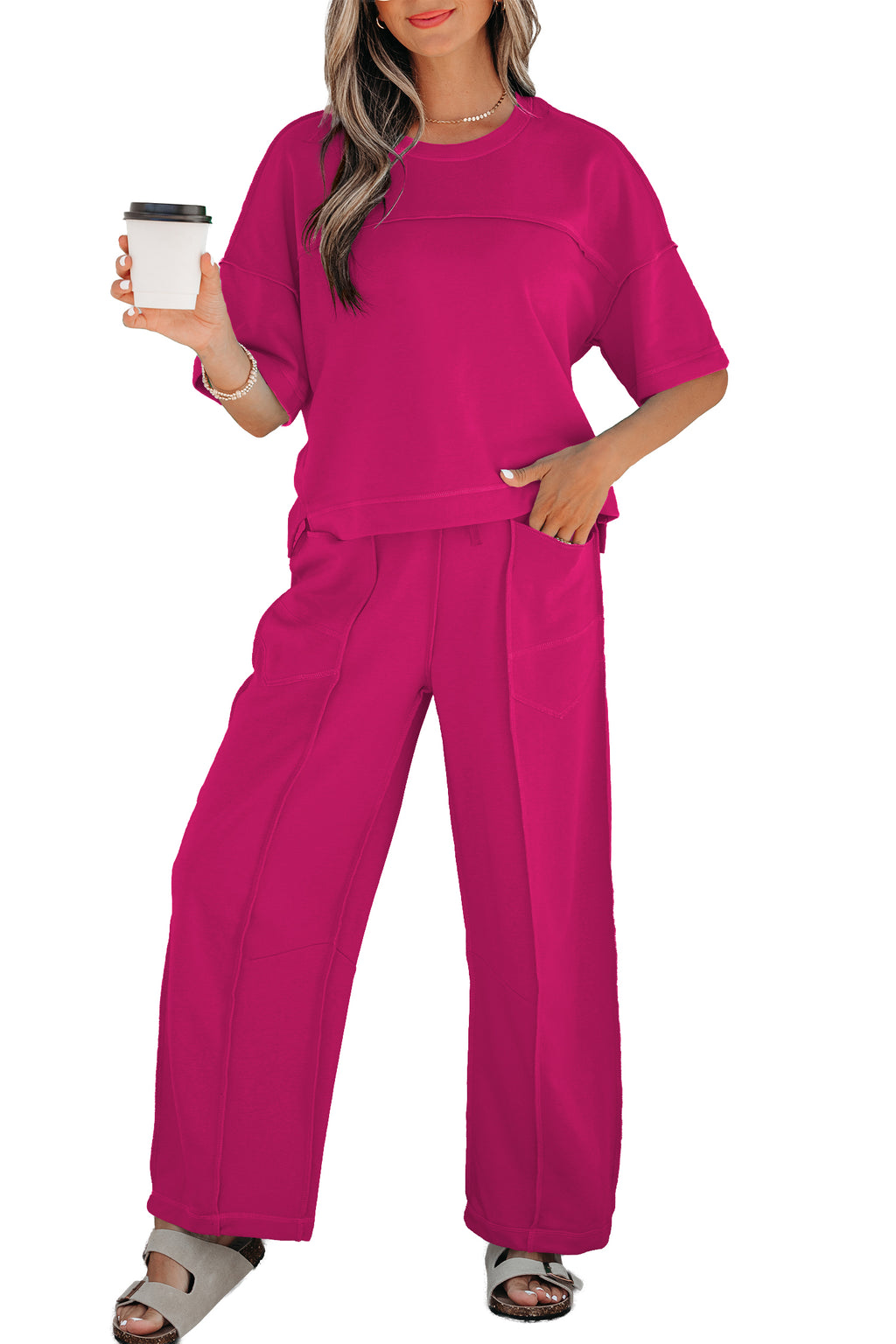 Drop Shoulder Boxy Tee and Barrel Pants Set