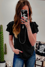 Layered Ruffle Short Sleeve Round Neck Top