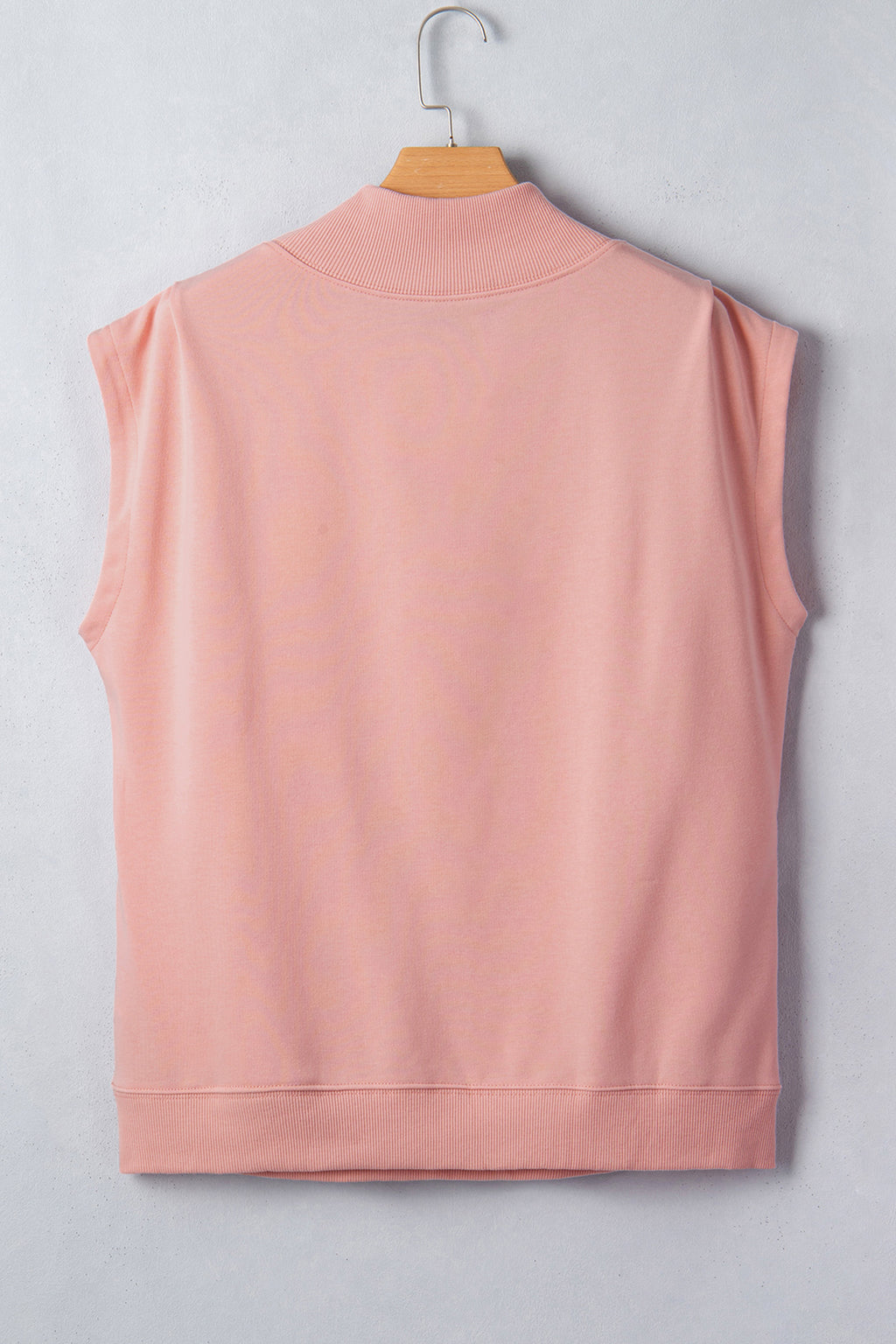 Black Solid Color High Neck Cap Sleeve Loose Top