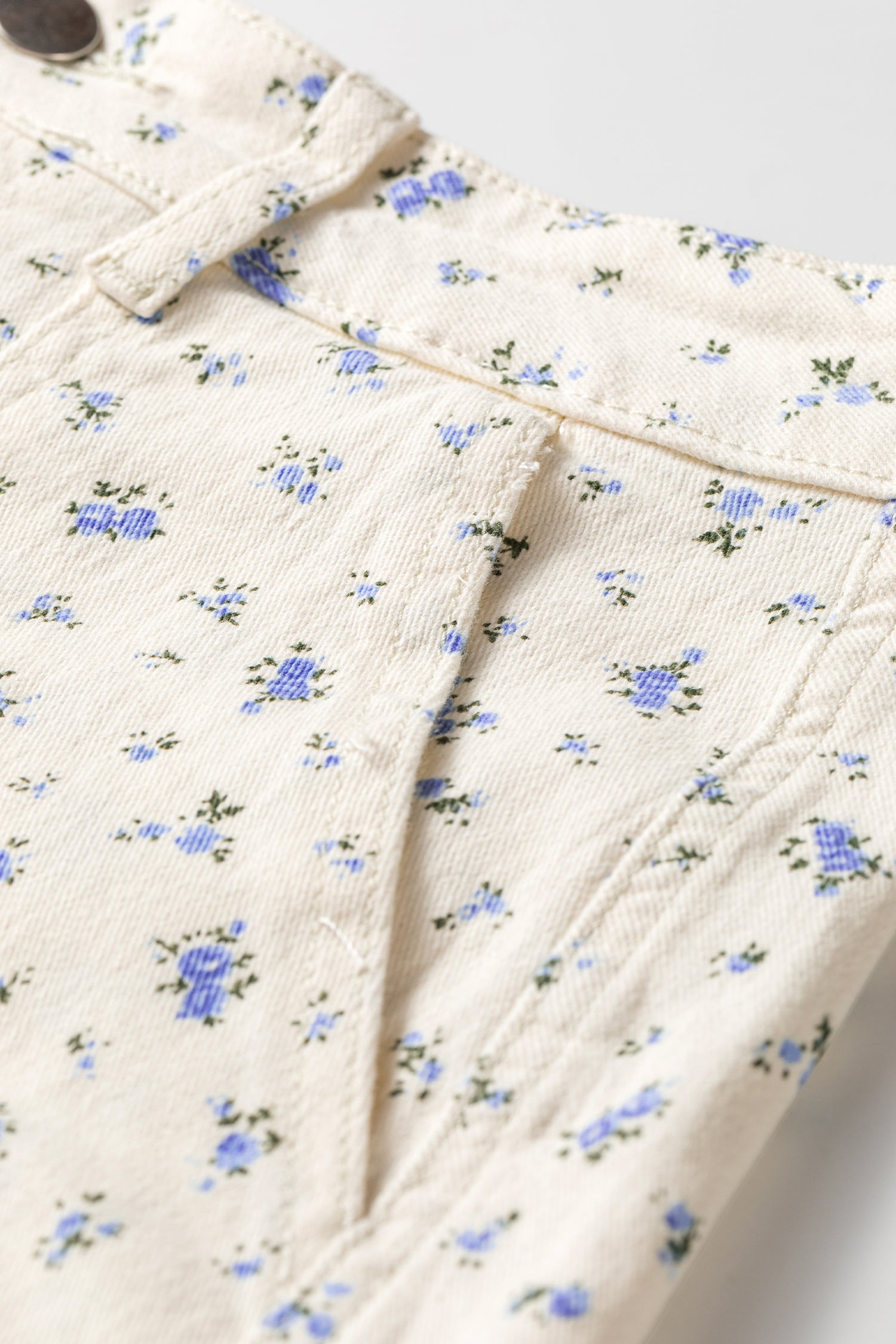 White Floral Casual Cute Denim Shorts