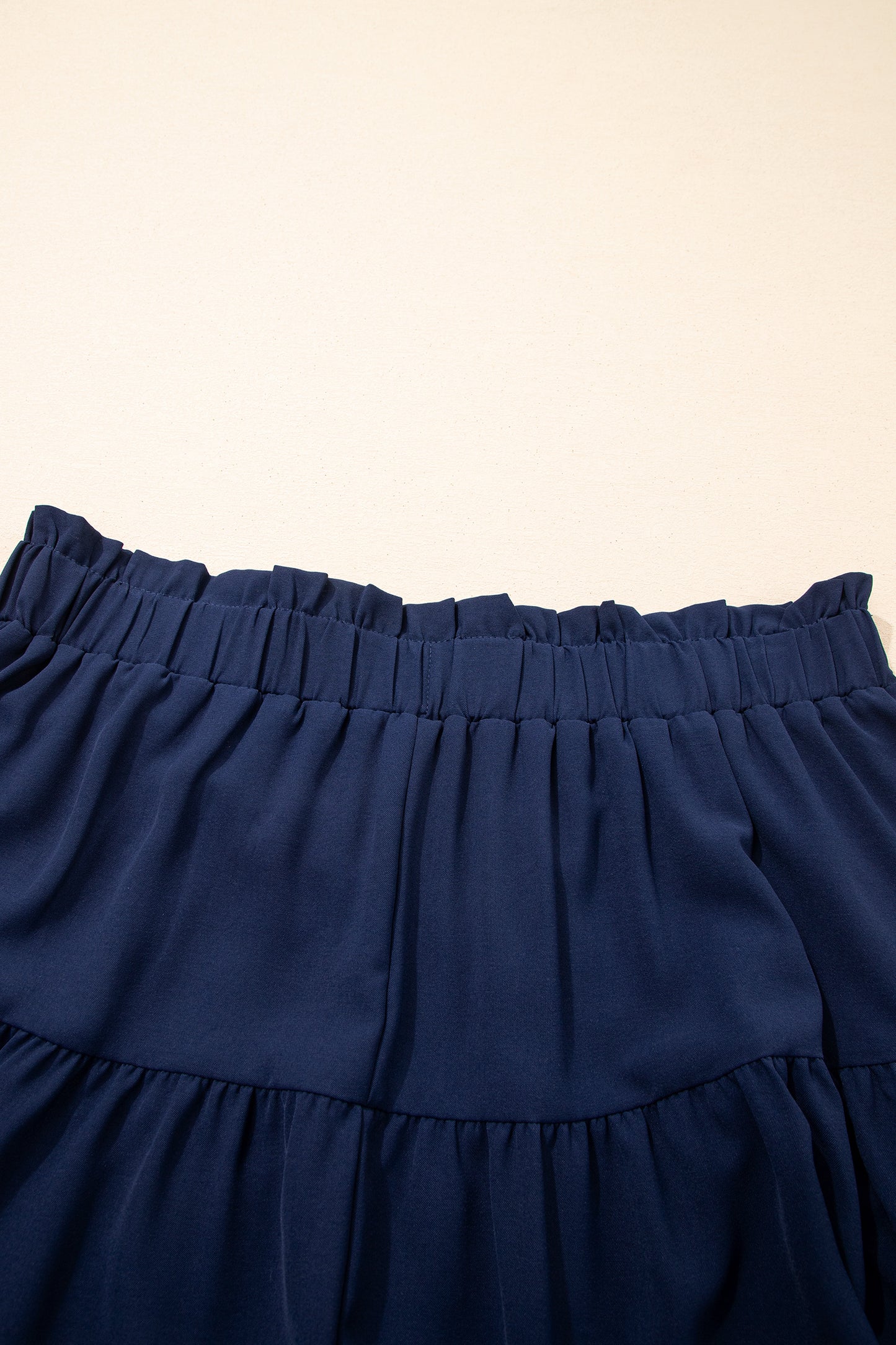 Frilled Elastic Waist Lace Trim Boho Ruffled Shorts Plus