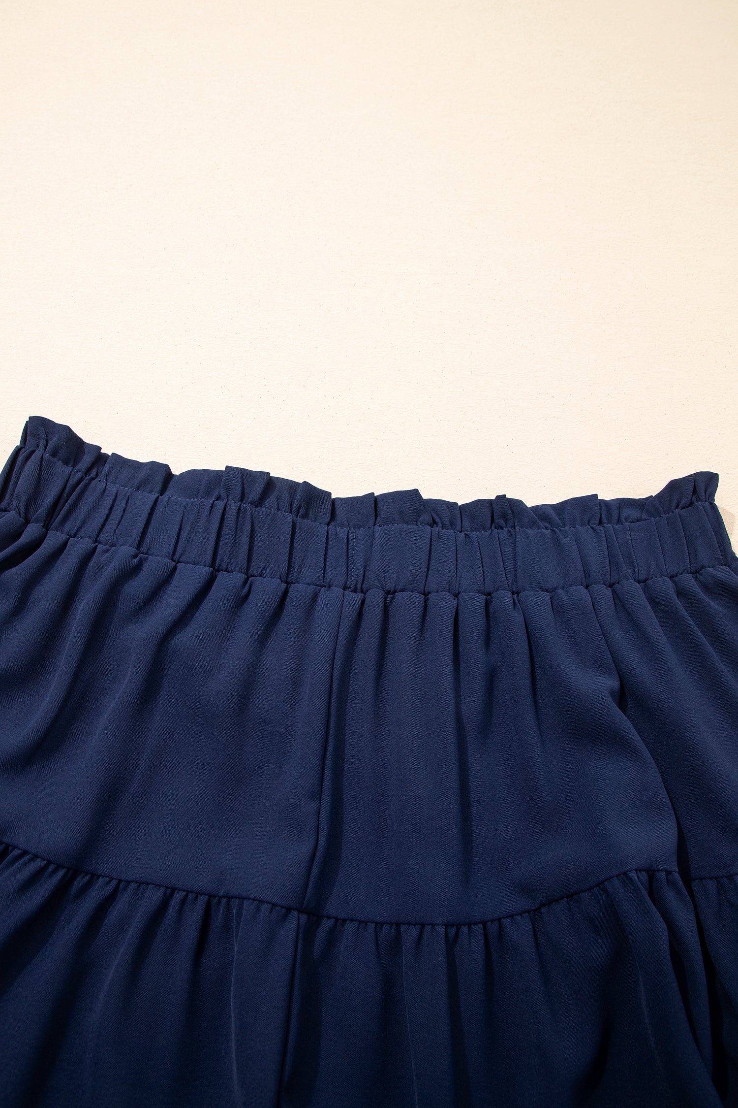 Frilled Elastic Waist Lace Trim Boho Ruffled Shorts Plus
