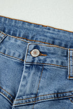 Ivy Seam Detail Pocketed Cuffed Hem Denim Shorts
