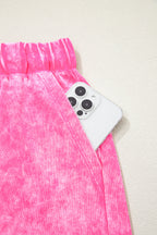 Rose Red Mineral Wash Cotton Short Set