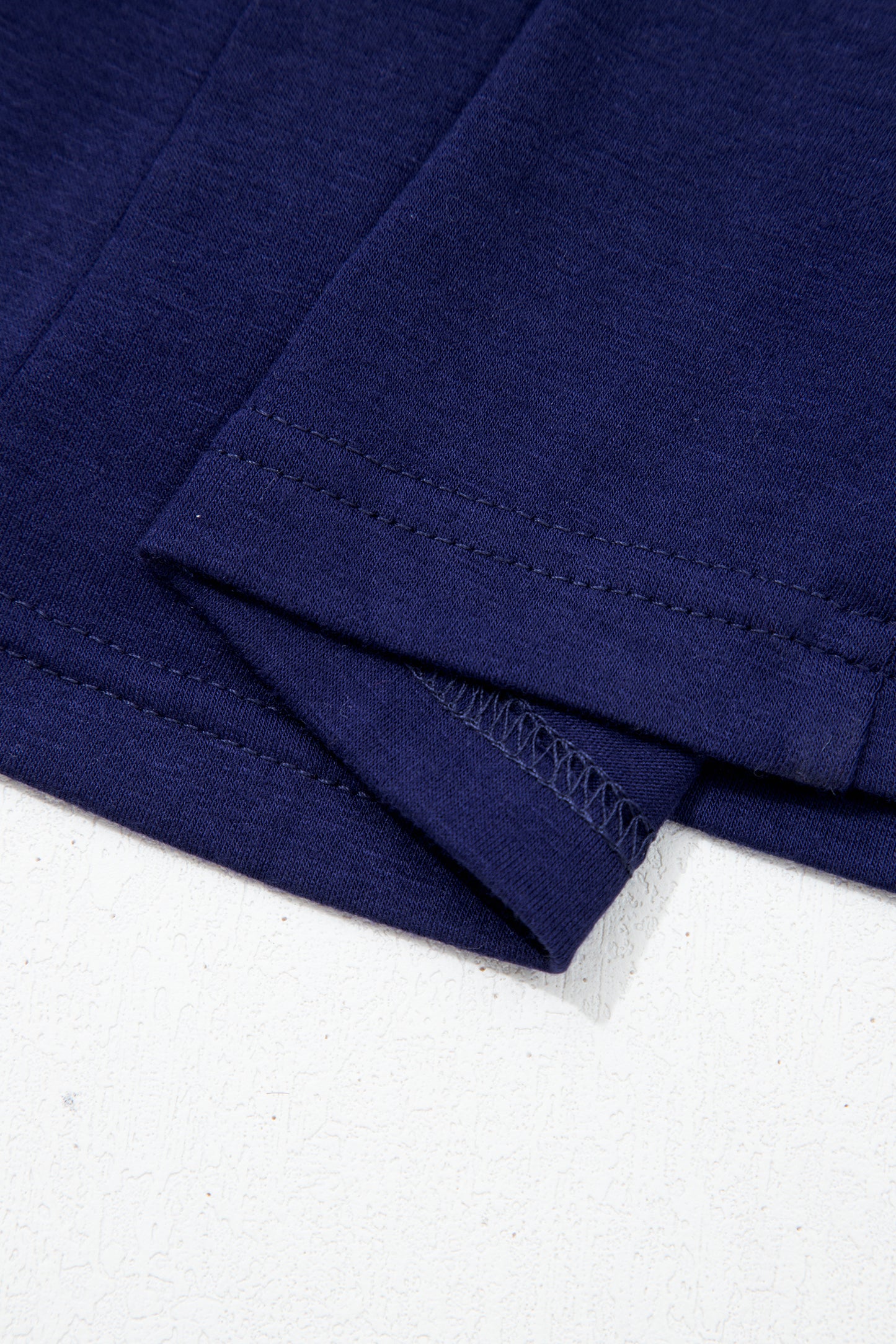 Navy Blue Plus Size Solid Color Lace Short Sleeve Pleated Swing Dress