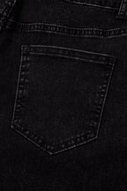 Navy Blue Studded Detail Straight Leg Casual Loose Jeans