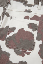 Brown Cow Spots Printed Multi Pocketed Jeans