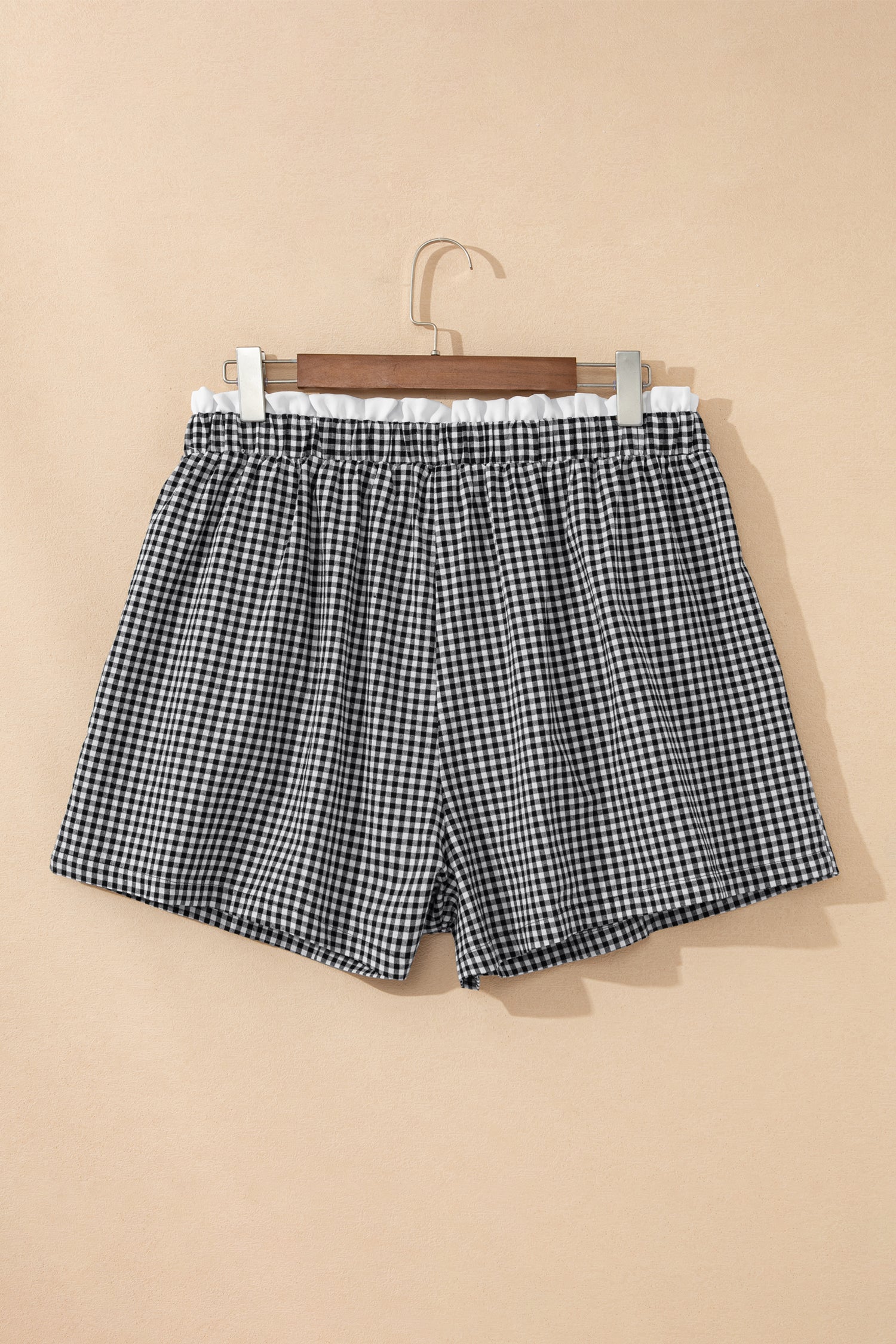 Contrast Trim Plaid Print Plus Size Shorts