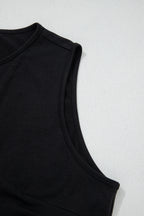 Coffee Plus Size Solid Color Bow Tie Peplum Tank Top