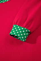 Racing red colorblock polka dot oversized sweatshirt with contrast trim from Dear-Lover, featuring bold color and playful pattern.
