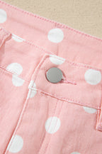 Pink Polka Dot Casual Slim Fit Jeans