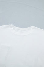 Sail Blue Color Block Chest Pocket Patched Casual Short Sleeve Top