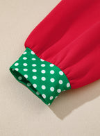 Polka Dot Patchwork Round Neck Plus Size Sweatshirt