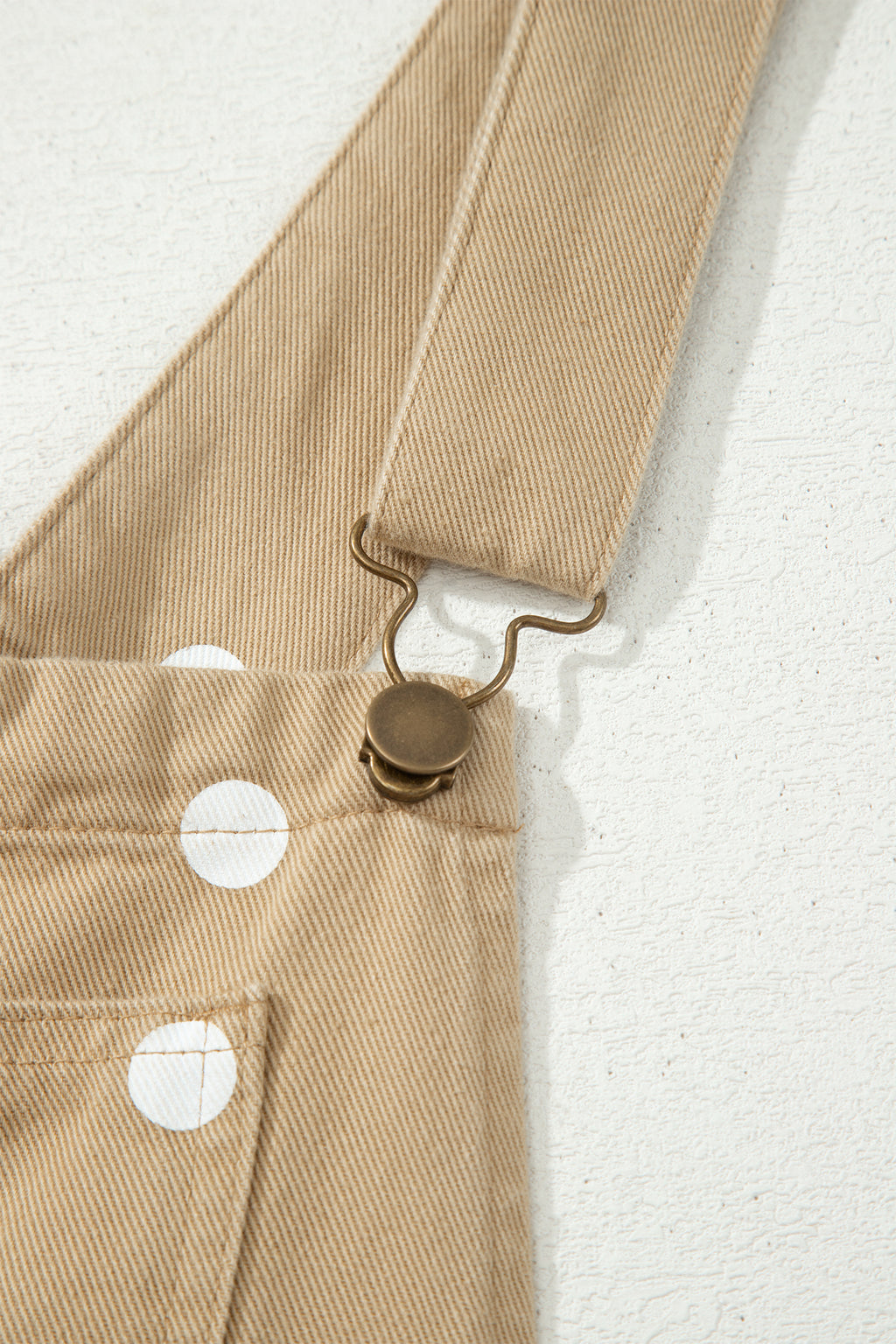 Polka Dot Print Bib Pocket Denim Barrel Overalls Jumpsuit