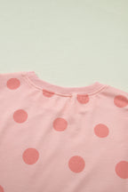 Sky Blue Ribbed Trim Polka Dot Print Tank Split Mini Skort 2pcs Set