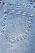 Beau Blue Acid Wash Raw Hem Denim Shorts