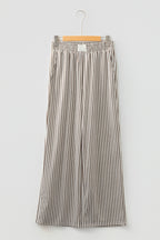 Black Stripe Elastic High Waist Pocketed Loose Pants