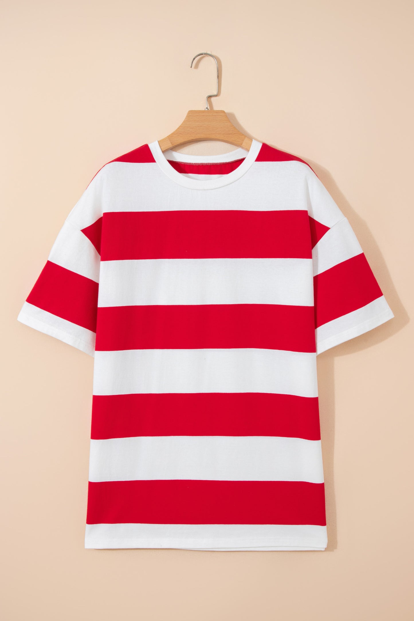 Racing Red Striped Color Block Oversize Tunic Tee