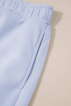 Puff Sleeve Pearl Embellished Scallop Trim Top 2 Piece Skort Set